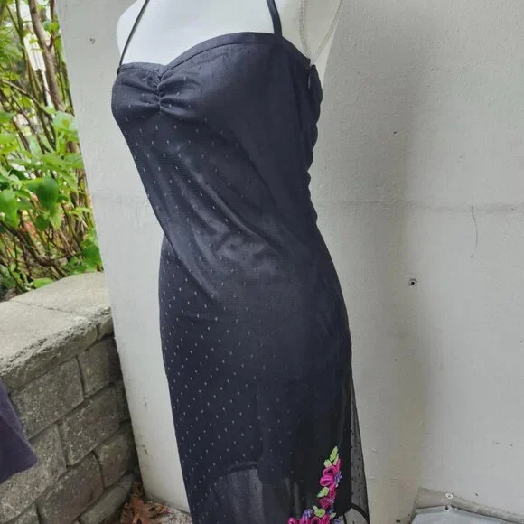 Betsey Johnson halter semi sheer lace tube dress textile art M textile art - Picture 3 of 3